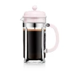 Cafetière à piston - Bodum - 8 tasses - 1L - En Verre + Verre Rechange en plastique Sans BPA - Caffettiera Couleur : Rose