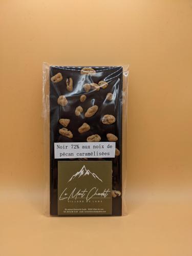 Tablette Chocolat Noir 72% aux Noix de Pécan Caramélisées - Le Mont Chocolat